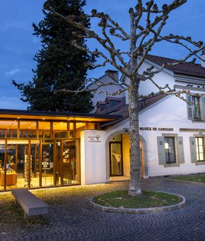 Façade du Musée de Carouge illuminé de nuit