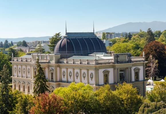 musée Ariana vue depuis le ciel, arbres et ciel